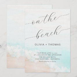 Waterverf Tropische strand golfbreker bruiloft Kaart