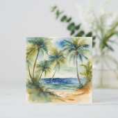 Waterverf Tropische strand palmbomen Kaart (Staand voorkant)