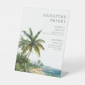 Waterverf Tropische Strand Signature Drinken bruil Reclamebord Met Voetstuk (Voorkant)