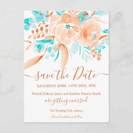 waterverf tropische strandbloemen , met uitzonderi aankondigingskaart (Voorkant)