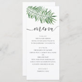 Waterverf tropische strandbruiloft. Greenery palm Menu (Voorkant / Achterkant)