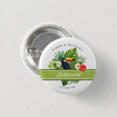 Waterverf Tropische Toucan Bridesmaid Green ID577 Ronde Button 3,2 Cm (Voorkant /achterkant)