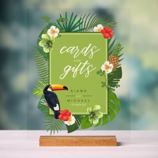 Waterverf Tropische Toucan Kaarten geeft groen ID5 Acryl Bord (Neutraal)