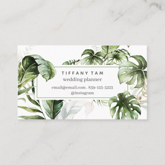 Waterverf Tropische Trendy Elegant Modern Chic Visitekaartje (Achterkant)
