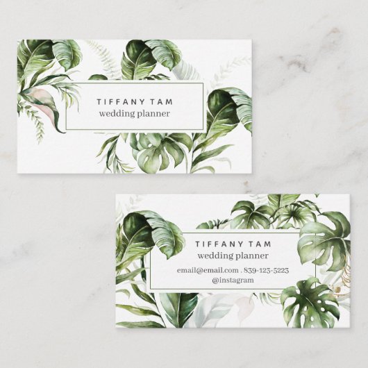 Waterverf Tropische Trendy Elegant Modern Chic Visitekaartje (Voorkant / Achterkant)