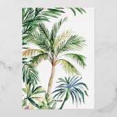 Waterverf Tropische Trouw Boho Strand Palmbomen Folie Uitnodiging (Achterkant)