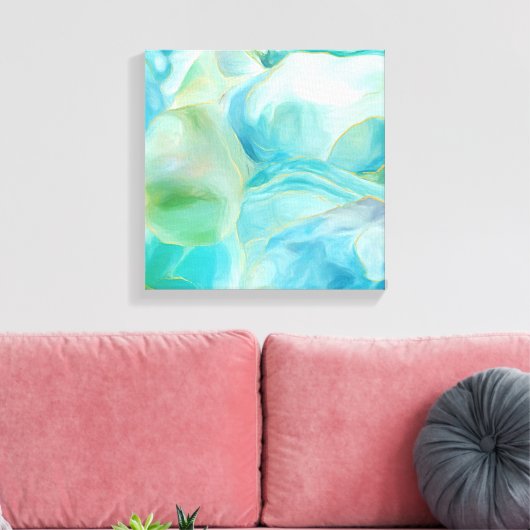 Waterverf Tropische Turquoise Abstracte edelsteen Canvas Afdruk (Insitu (Woonkamer))