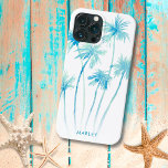 Waterverf Tropische Turquoise Palm Trees Case-Mate iPhone Case<br><div class="desc">Voeg een aanraking van de tropen aan uw telefoon toe met dit tropische hoesje met waterverf palmbomen in tinten blauw en groen.</div>