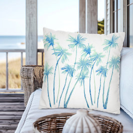 Waterverf Tropische Turquoise Palm Trees Kussen
