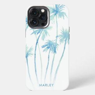 Waterverf Tropische Turquoise Palmbomen iPhone 13 Pro Max Hoesje