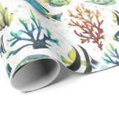 Waterverf Tropische vis Cadeaupapier (Rol Hoek)