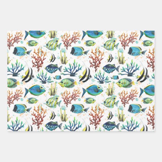 Waterverf Tropische vis Inpakpapier Vel (Voorkant)