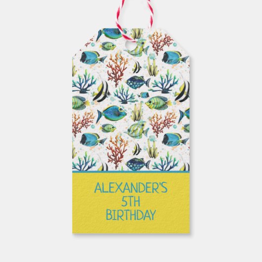 Waterverf Tropische vis op maat Cadeaulabel (Achterkant)