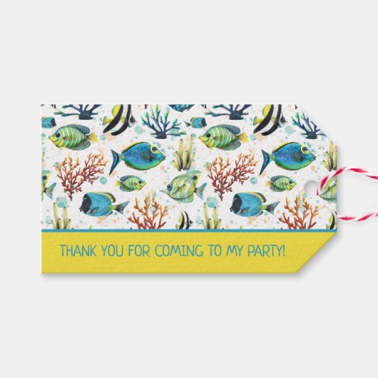 Waterverf Tropische vis op maat Cadeaulabel (Voorkant (Horizontaal))