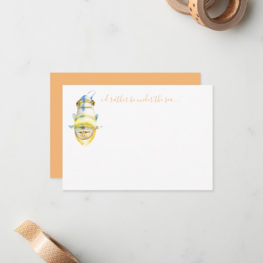 Waterverf Tropische visbriefkaart Notitiekaartje (Voorkant / Achterkant in situ)