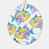 Waterverf tropische viskersen keramisch ornament (Links)