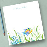 Waterverf Tropische visproducten — Speciaal papier Notitieblok<br><div class="desc">Cute en kuststrook, deze tropische papiermachine kenmerkt de woorden "Ik zou liever onder het zee staan" in blauw script typografie. Het kan gepersonaliseerd worden met je familienaam of monogram in een hand geschreven script typografie met mijn koningin die de originele waterverf kunst van de vissen activeert. Perfect als geschenk voor...</div>