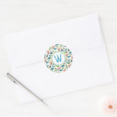 Waterverf tropische vissen monogram ronde sticker (Envelop)