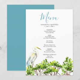 Waterverf Tropische Vogel en Mangroven Menu Kaart