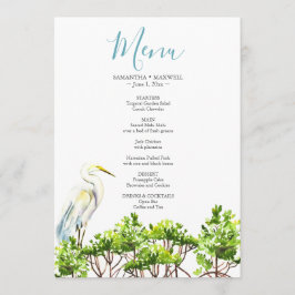 Waterverf Tropische Vogel en Mangroven Menu Kaart
