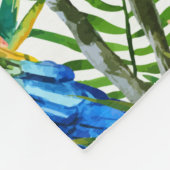 Waterverf tropische vogels en bladpatroon fleece deken (Hoek)