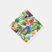 Waterverf tropische vogels en bladpatroon servetten (Hoek)