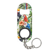 Waterverf tropische vogels en bladpatroon sleutelhanger flessenopener (Achterkant)