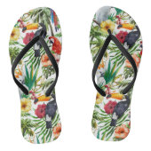 Waterverf tropische vogels en bladpatroon teenslippers (Voetbed)