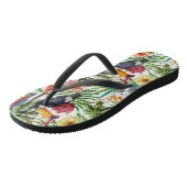 Waterverf tropische vogels en bladpatroon teenslippers (Schuin)