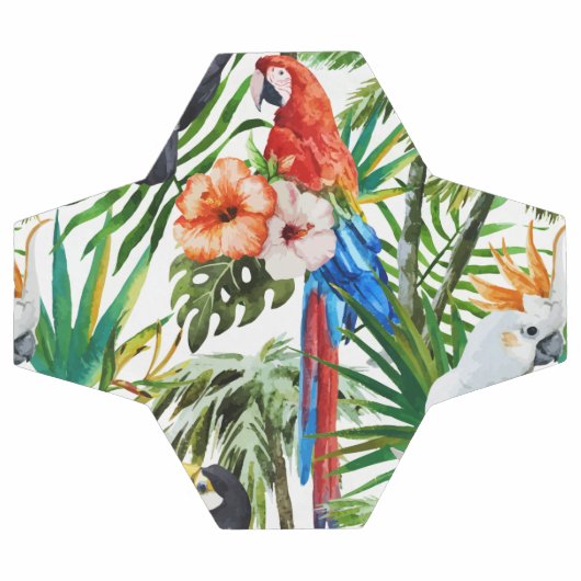 Waterverf tropische vogels en bladpatroon voetbal (Enkel)