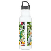Waterverf tropische vogels en bladpatroon waterfles (Achterkant)