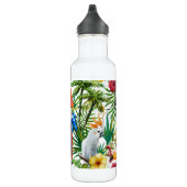Waterverf tropische vogels en bladpatroon waterfles (Rechts)