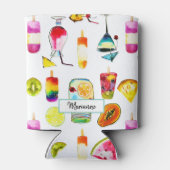 Waterverf Tropische vruchten, zoethout, cocktail Blikjeskoeler (Achterkant)