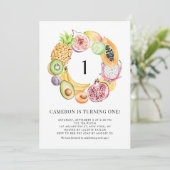 Waterverf Tropische vruchten zomer eerste verjaard Kaart (Staand voorkant)