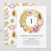 Waterverf Tropische vruchten zomer eerste verjaard Kaart (Voorkant / Achterkant)