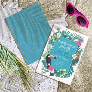 Waterverf Tropische w / Toucan Verloving Blauwgroe Kaart