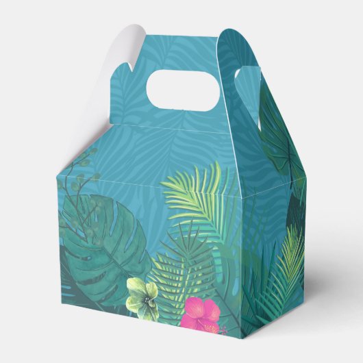 Waterverf Tropische w/Toucan Wedding V2 Blauwgroen Bedankdoosjes (Achterkant)