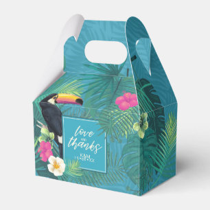 Waterverf Tropische w/Toucan Wedding V2 Blauwgroen Bedankdoosjes