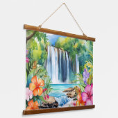 Waterverf tropische waterval hangend wandkleed (Gebogen)