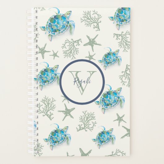 Waterverf Tropische Zee Turtle Planner (Voorkant)