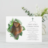 Waterverf Tropische Zomer Eerste Heilige Communie Kaart (Staand voorkant)