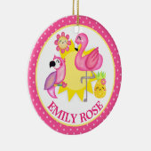 Waterverf Tropische zomer Flamingo & Parrot Keramisch Ornament (Rechts)