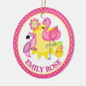 Waterverf Tropische zomer Flamingo & Parrot Keramisch Ornament (Links)