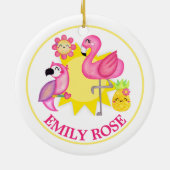 Waterverf Tropische zomer Flamingo & Parrot Keramisch Ornament (Achterkant)