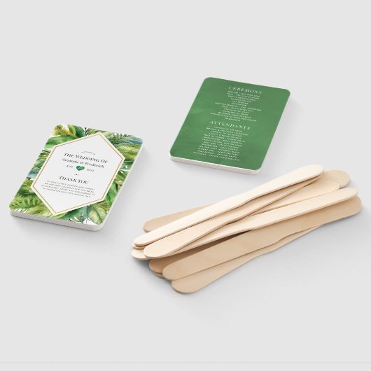 Waterverf Tropische zomervakantieweddenschap Handwaaier (Niet-gemonteerd)