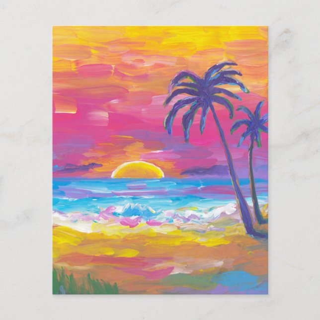 Waterverf tropische zonneboringen achtergrond (Voorkant)