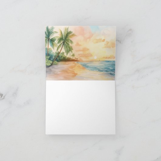Waterverf tropische zonsondergang bedankkaart (Binnen)