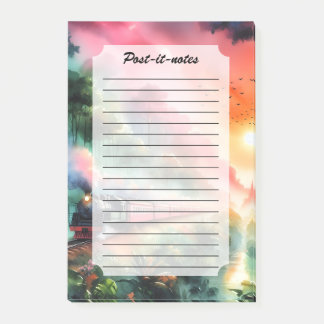 Waterverf Tropische Zonsondergang Treinreis Post-it® Notes