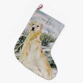 Waterverf Trots Golden Retriever Dog Monogram Grote Kerstsok (Voorkant (Hangend))