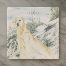 Waterverf Trots Golden Retriever Dog Monogram